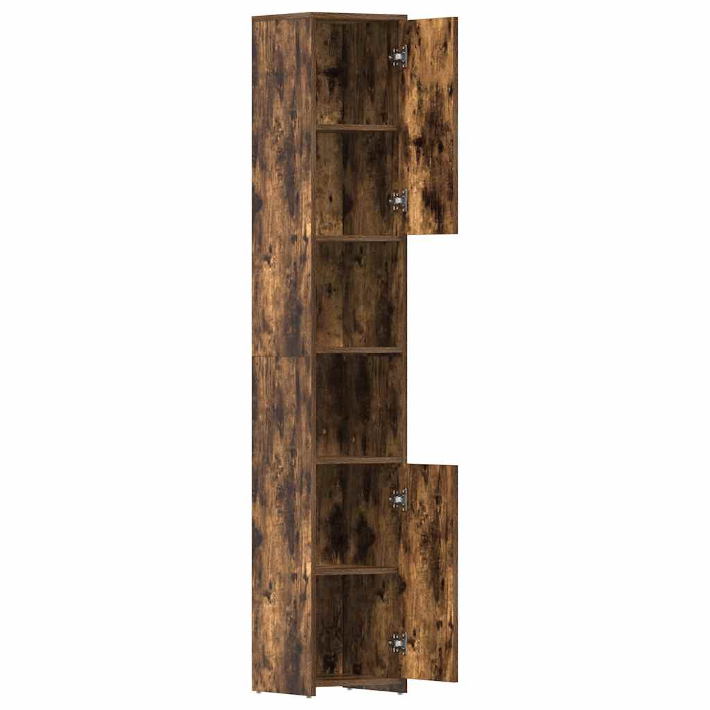 badeværelsesskab 30x30x183,5 cm konstrueret træ røget egetræ - Image 5