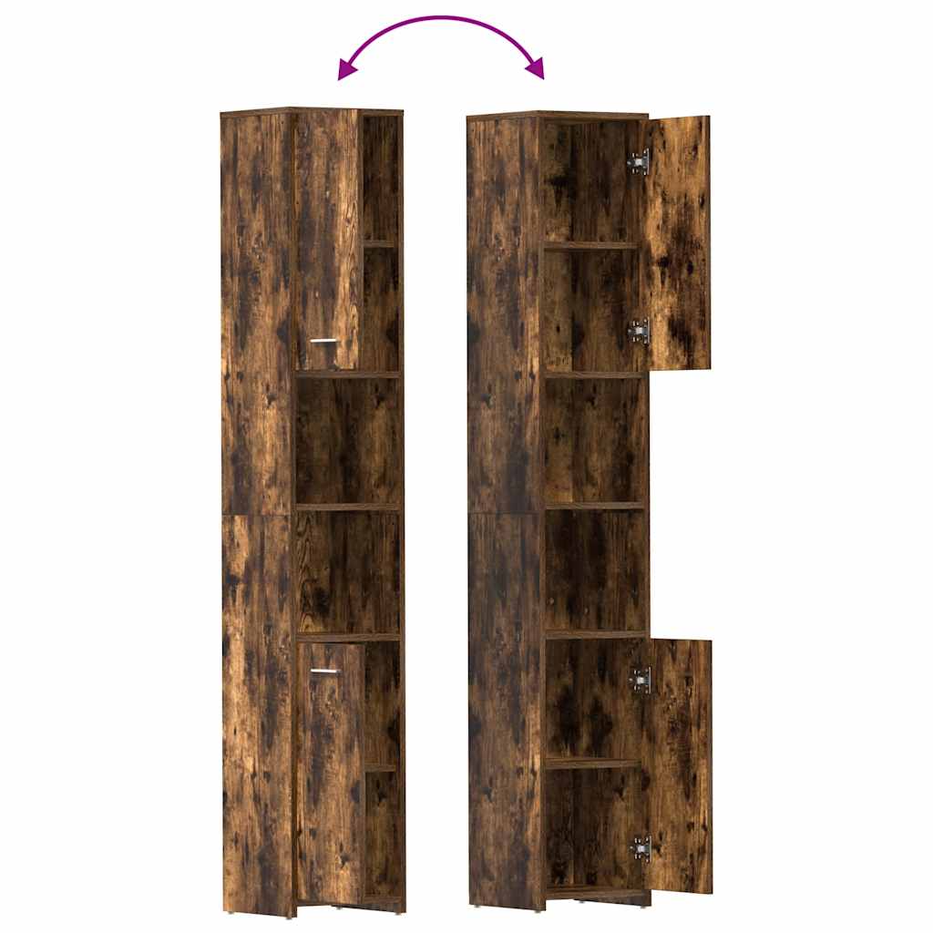 badeværelsesskab 30x30x183,5 cm konstrueret træ røget egetræ - Image 9