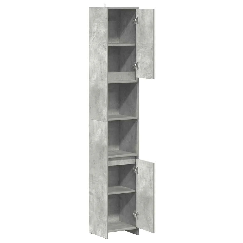 badeværelsesskab 30x30x183,5 cm spånplade betongrå - Image 5
