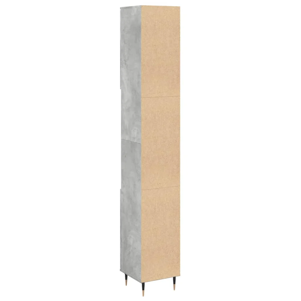 badeværelsesskab 30x30x190 cm konstrueret træ betongrå - Image 6