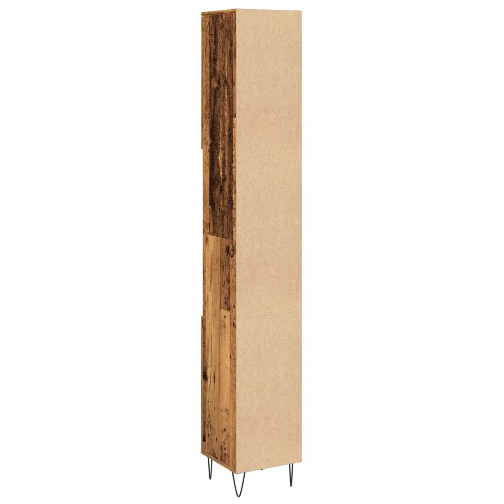 badeværelsesskab 30x30x190 cm konstrueret træ gammelt trælook - Image 6