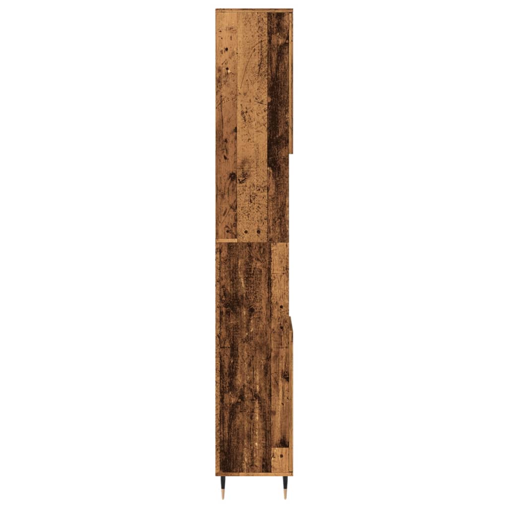 badeværelsesskab 30x30x190 cm konstrueret træ gammelt trælook - Image 5