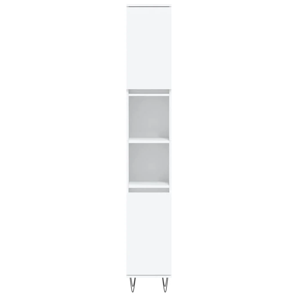 badeværelsesskab 30x30x190 cm konstrueret træ hvid - Image 5