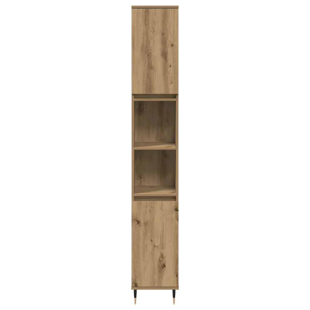 badeværelsesskab 30x30x190 cm konstrueret træ kunsteg - Image 4