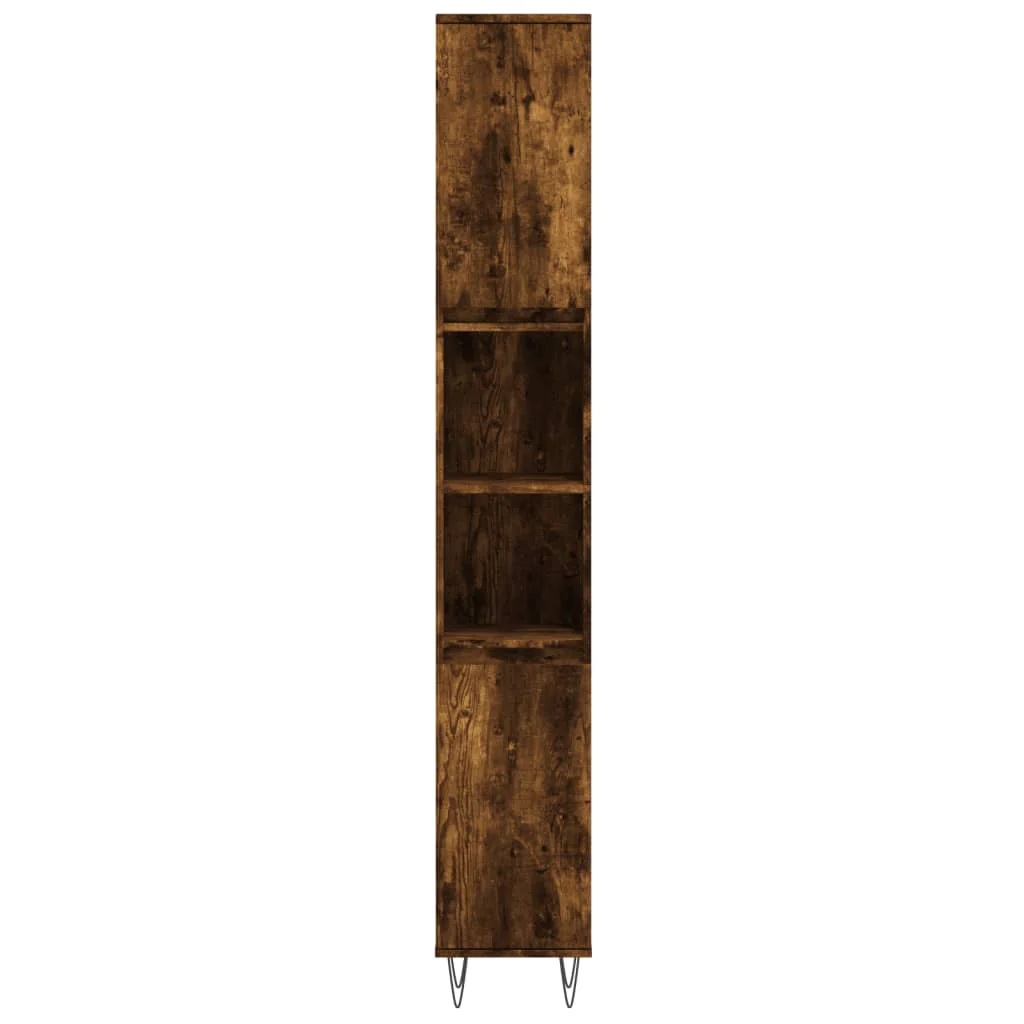 badeværelsesskab 30x30x190 cm konstrueret træ røget egetræ - Image 5