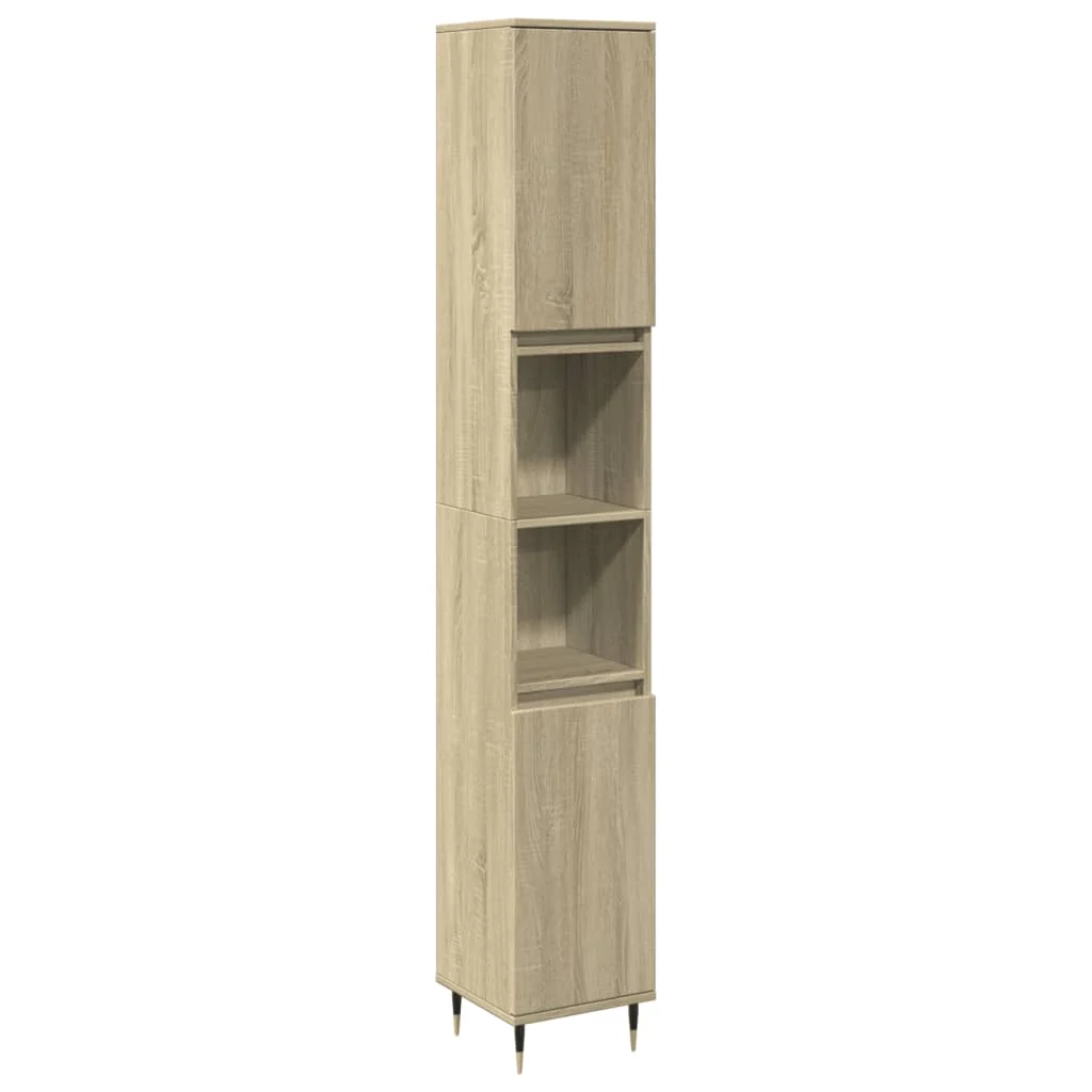 badeværelsesskab 30x30x190 cm konstrueret træ sonoma-eg - Image 2