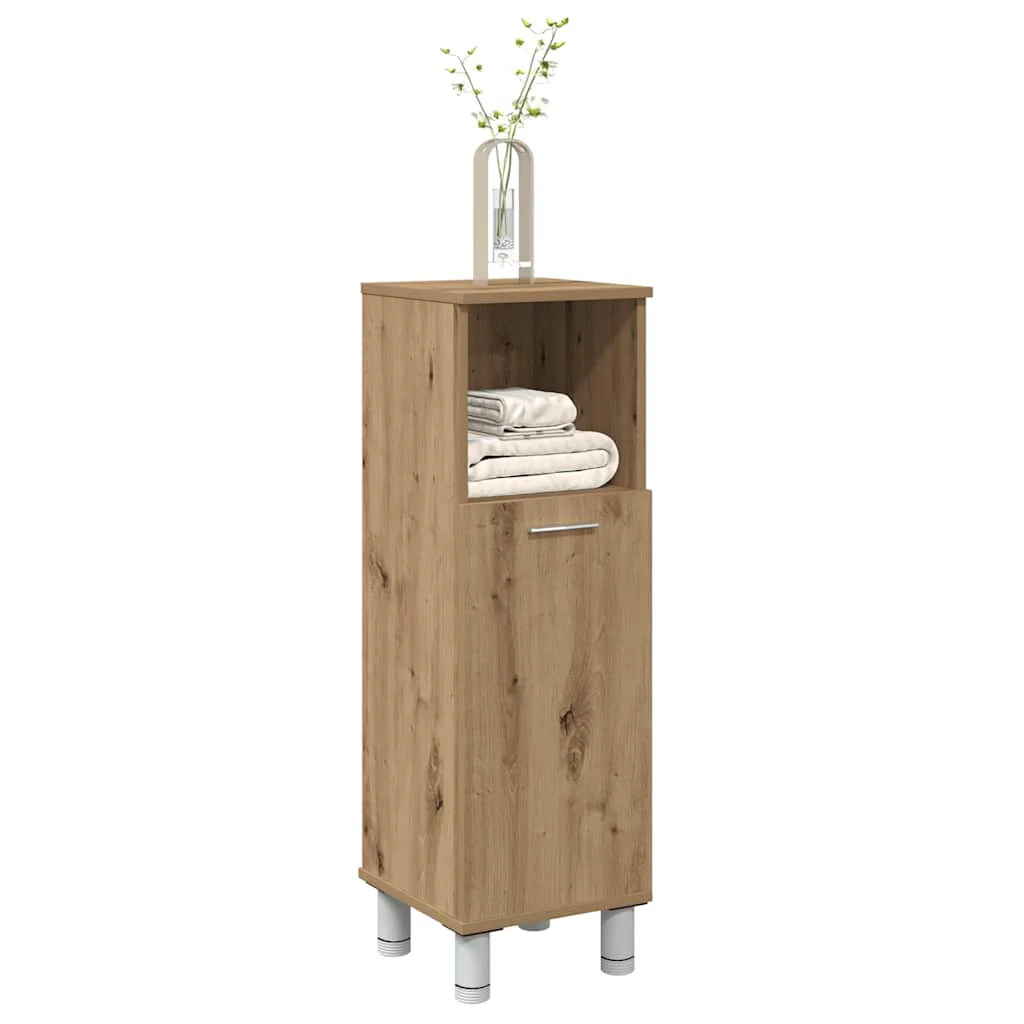 badeværelsesskab 30x30x95 cm konstrueret træ egetræsfarvet - Image 3