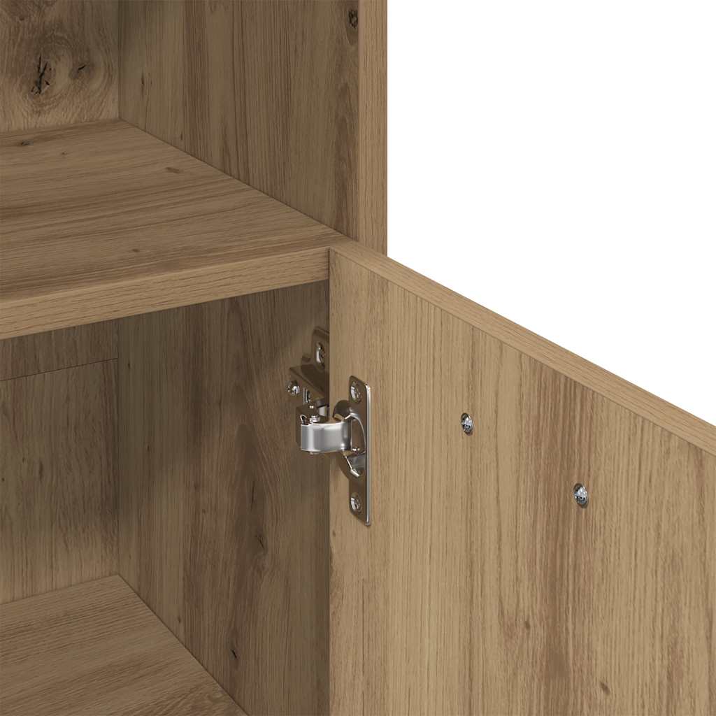badeværelsesskab 30x30x95 cm konstrueret træ egetræsfarvet - Image 8