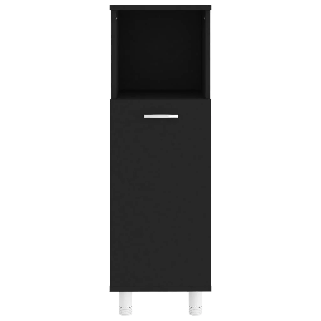 badeværelsesskab 30x30x95 cm konstrueret træ sort - Image 5