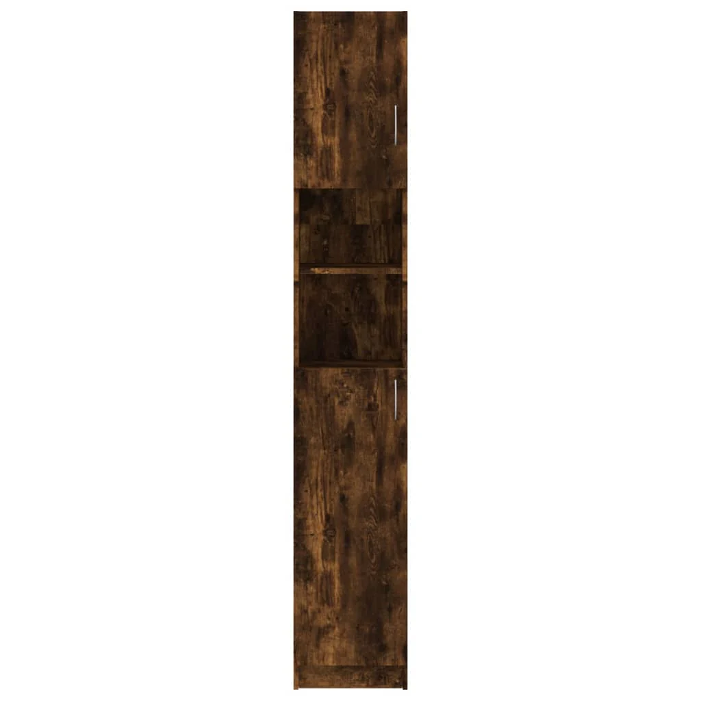 badeværelsesskab 32x25,5x190 cm konstrueret træ røget egetræ - Image 5