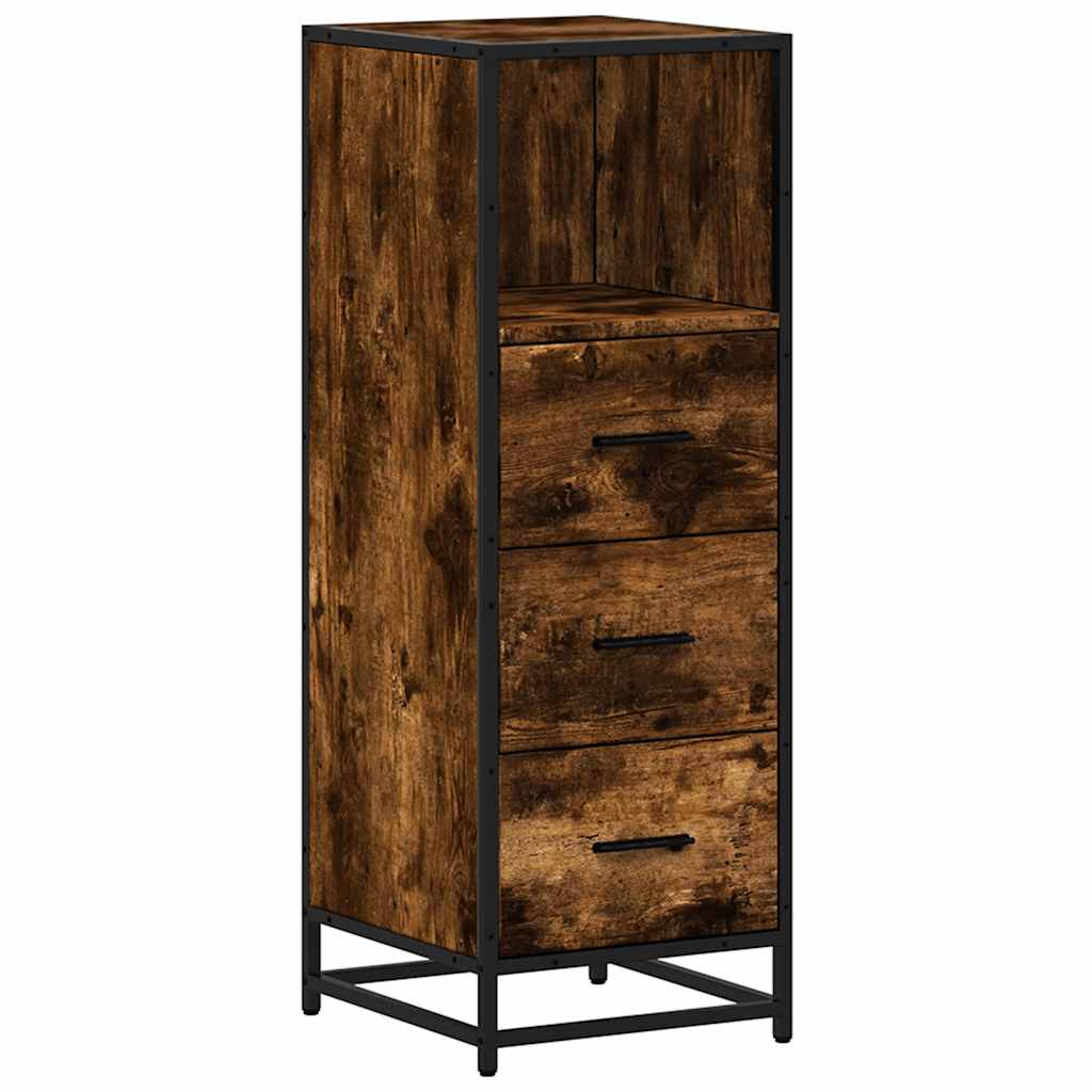 badeværelsesskab 35x37,5x100 cm konstrueret træ røget egetræ - Image 2