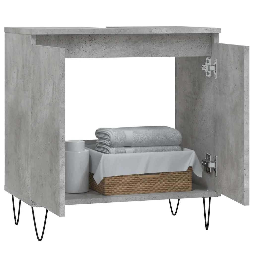 badeværelsesskab 58x33x60 cm konstrueret træ betongrå - Image 3