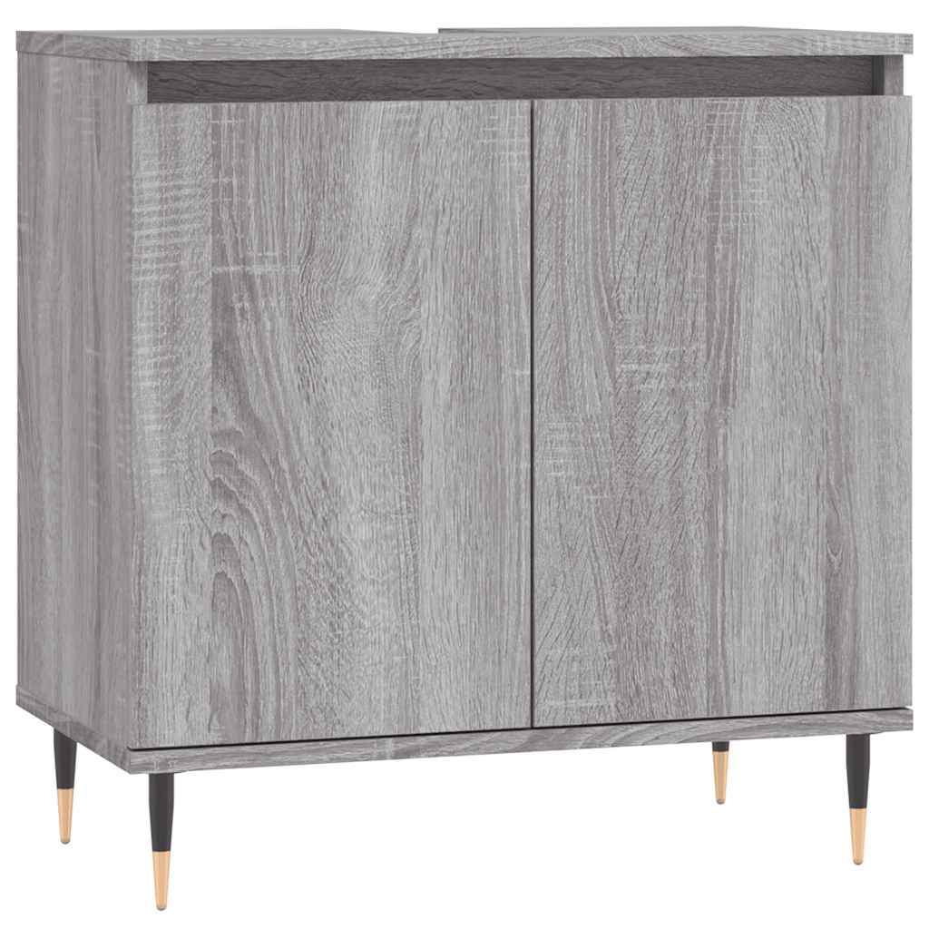 badeværelsesskab 58x33x60 cm konstrueret træ grå sonoma-eg - Image 2