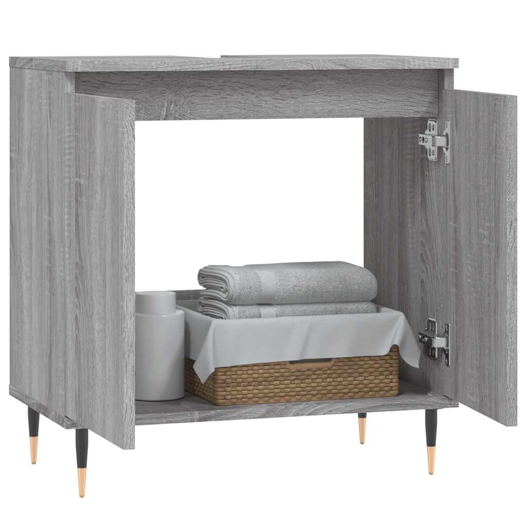 badeværelsesskab 58x33x60 cm konstrueret træ grå sonoma-eg - Image 3