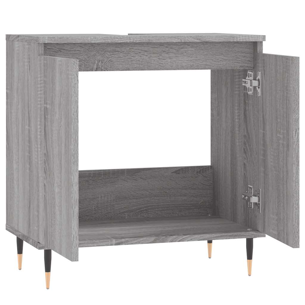 badeværelsesskab 58x33x60 cm konstrueret træ grå sonoma-eg - Image 5