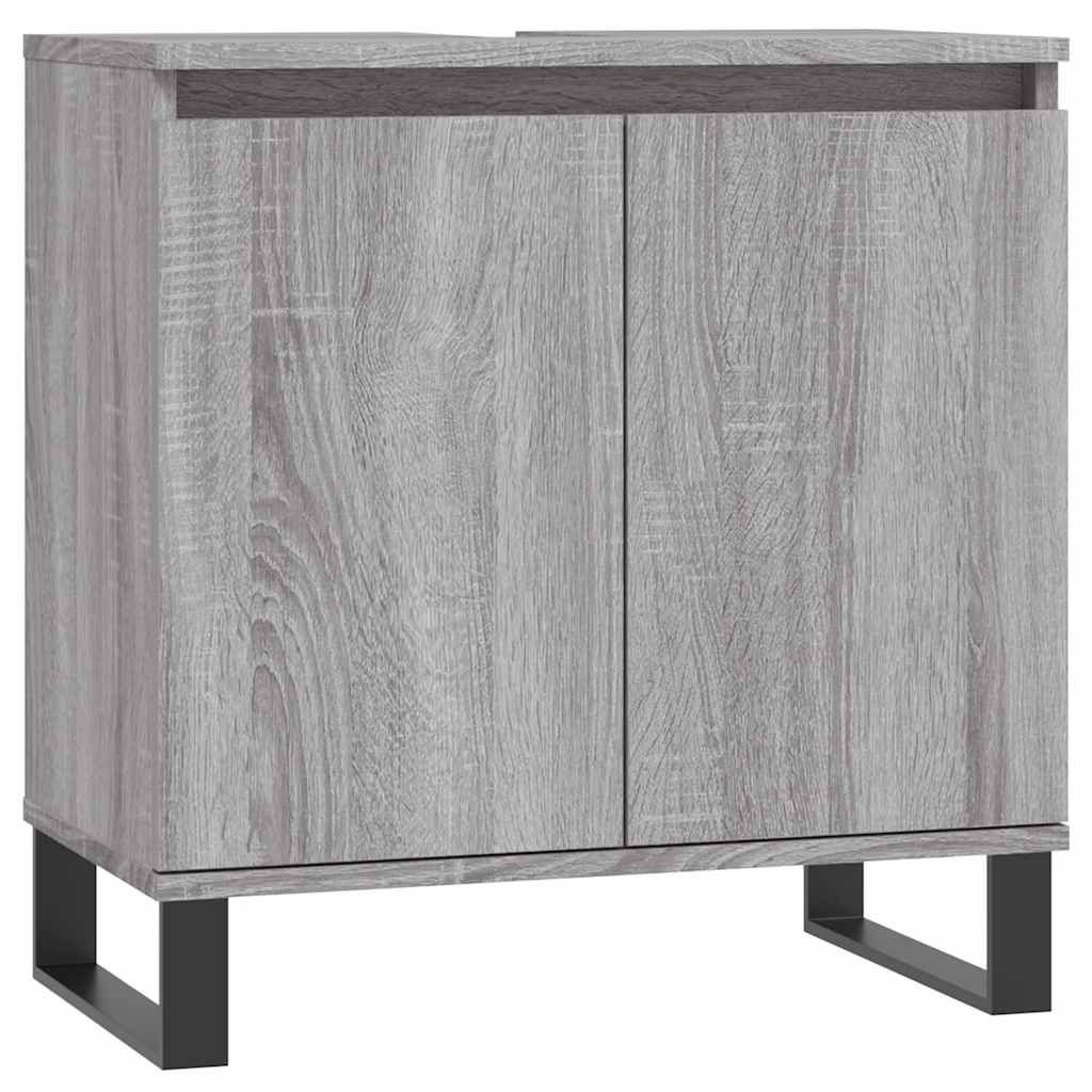 badeværelsesskab 58x33x60 cm konstrueret træ grå sonoma-eg - Image 2