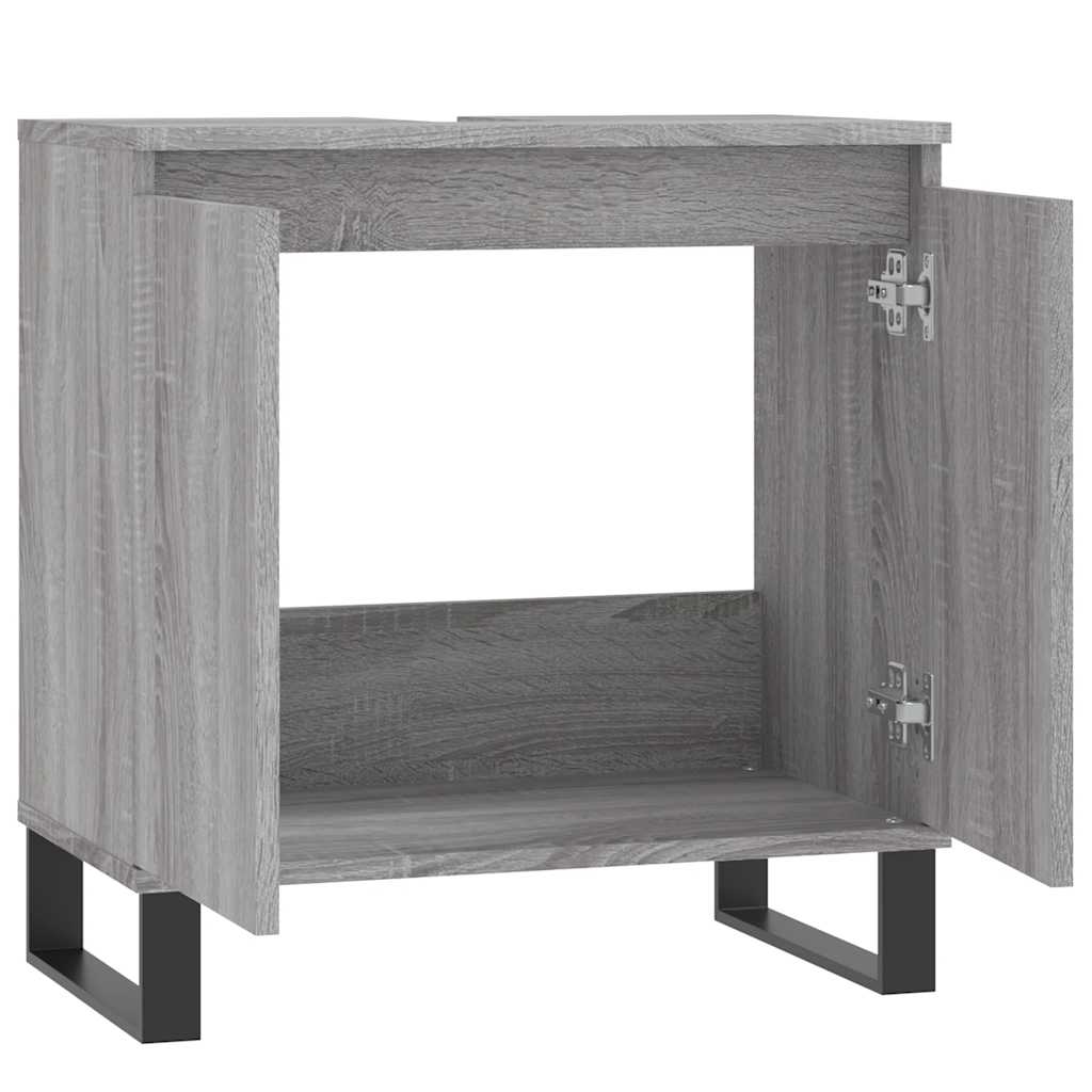 badeværelsesskab 58x33x60 cm konstrueret træ grå sonoma-eg - Image 5