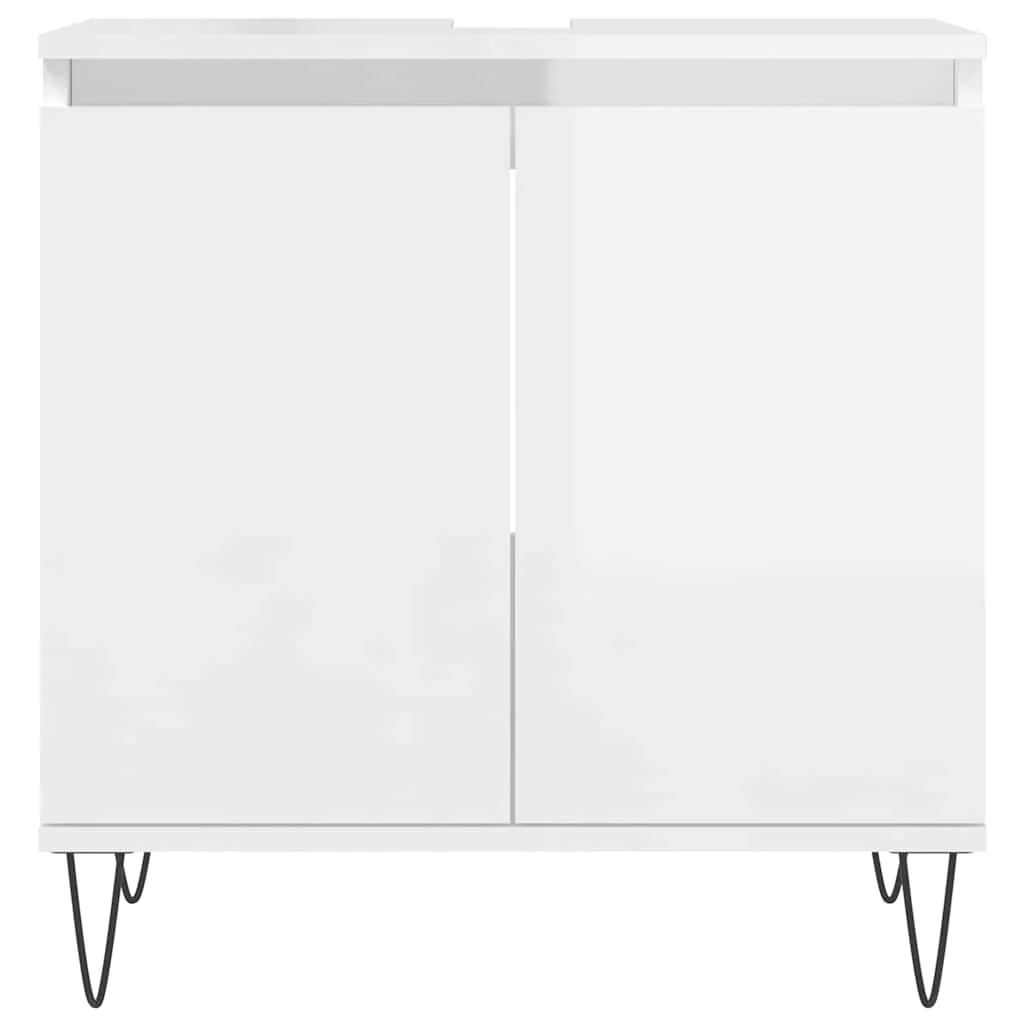 badeværelsesskab 58x33x60 cm konstrueret træ hvid højglans - Image 4