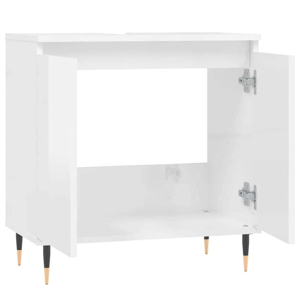 badeværelsesskab 58x33x60 cm konstrueret træ hvid højglans - Image 5