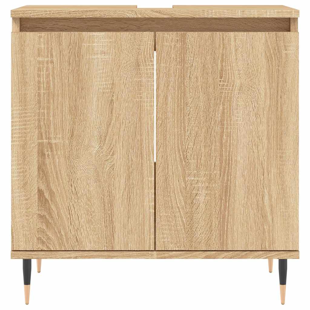 badeværelsesskab 58x33x60 cm konstrueret træ sonoma-eg - Image 4