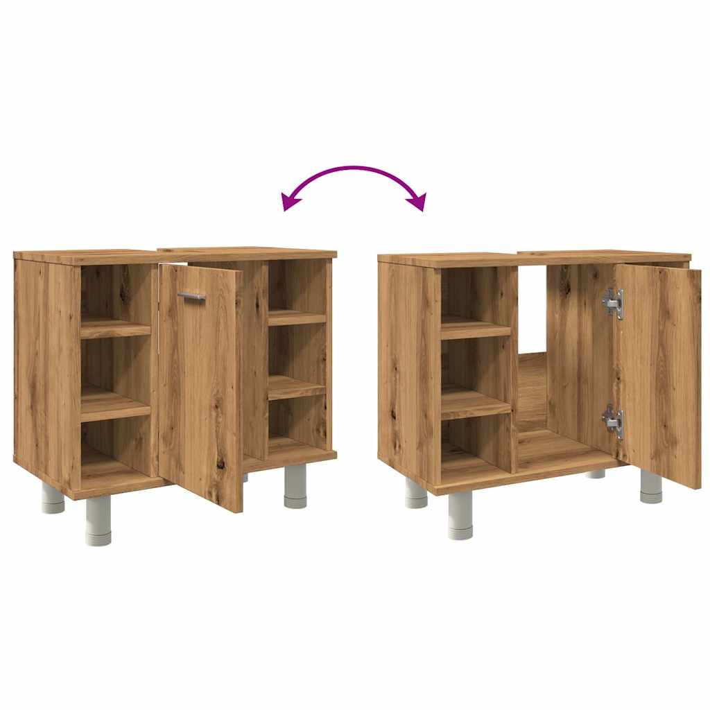 badeværelsesskab 60x32x53,5 cm konstrueret træ kunsteg - Image 8