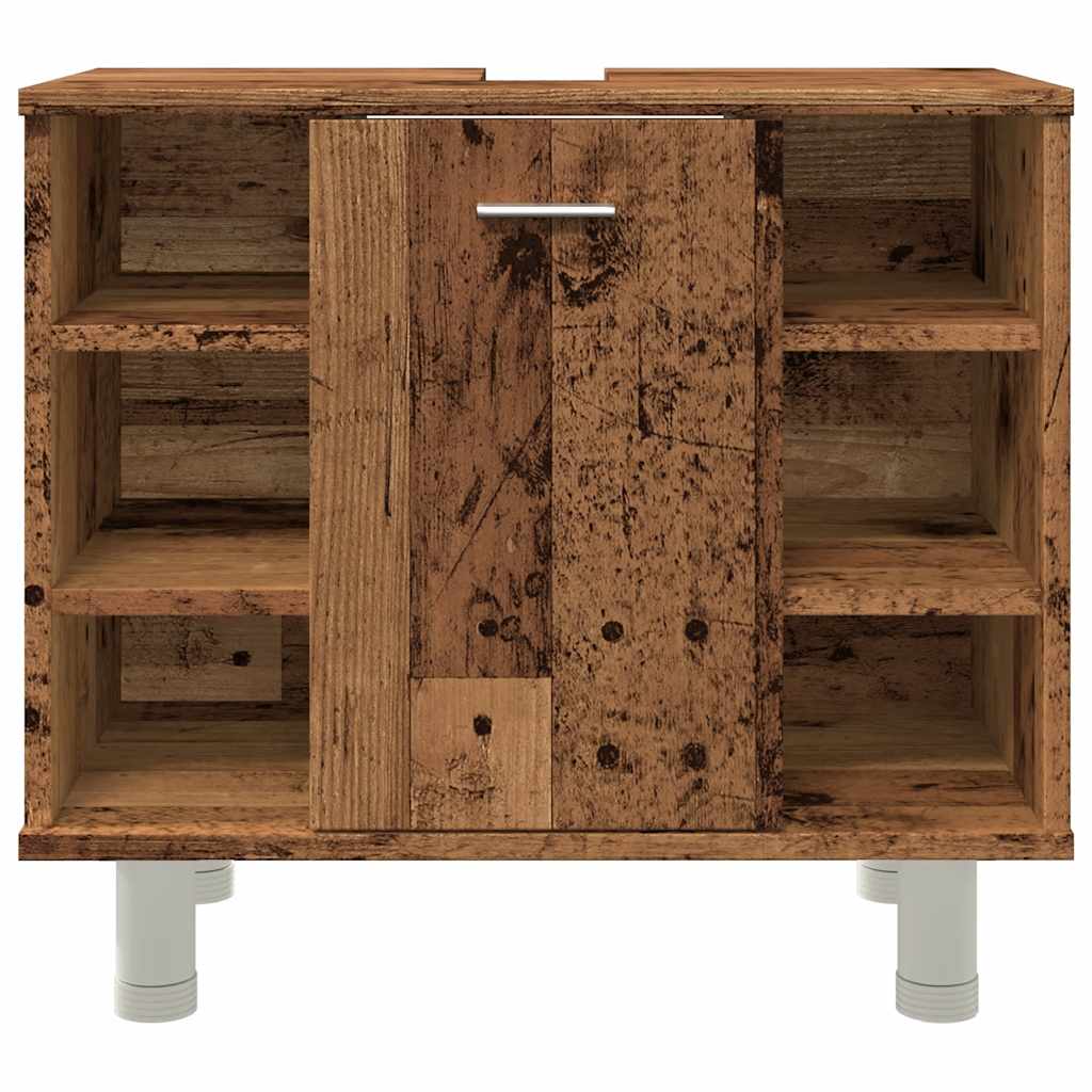badeværelsesskab 60x32x53,5 cm spånplade gammelt træ - Image 5