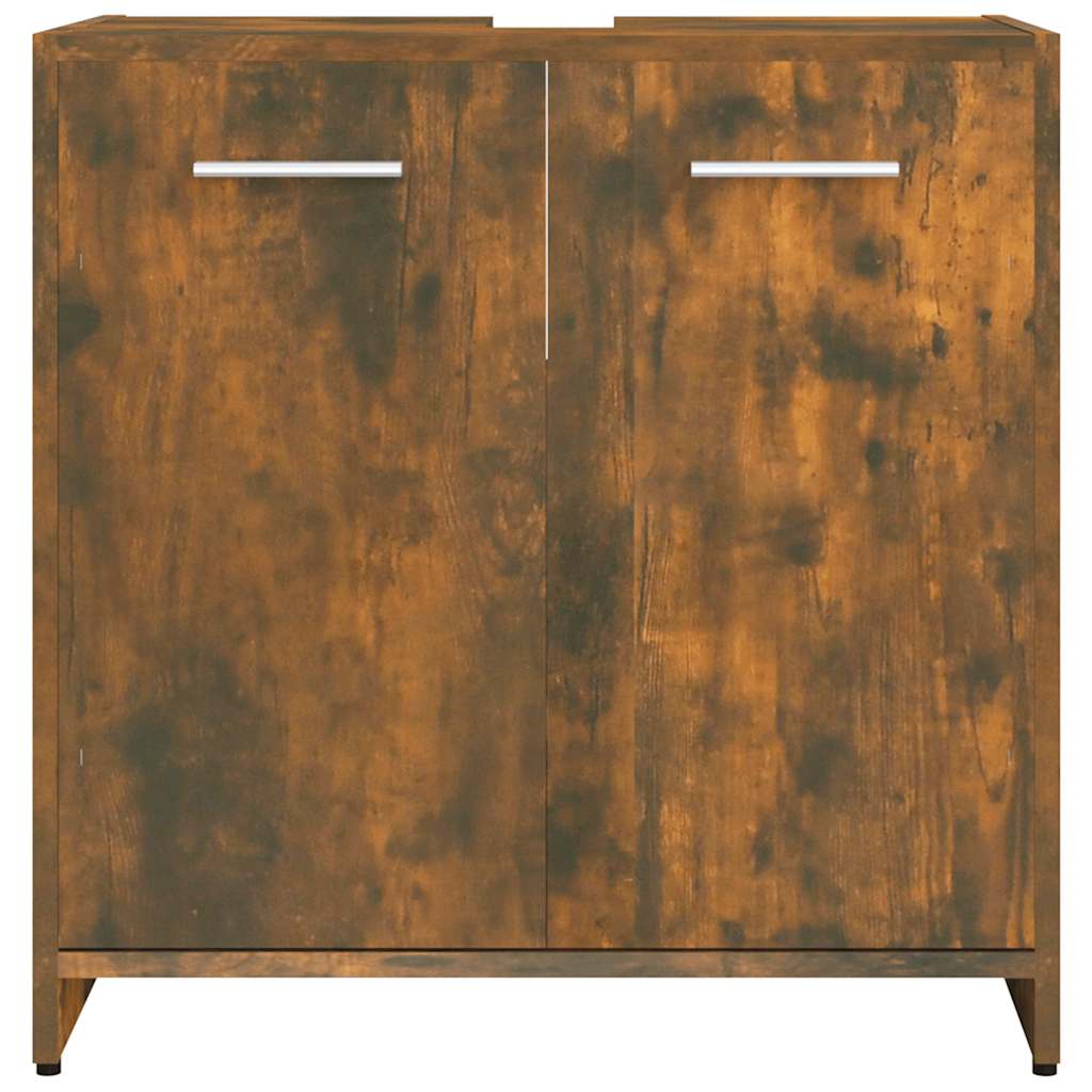 badeværelsesskab 60x33x60 cm konstrueret træ røget egetræ - Image 5