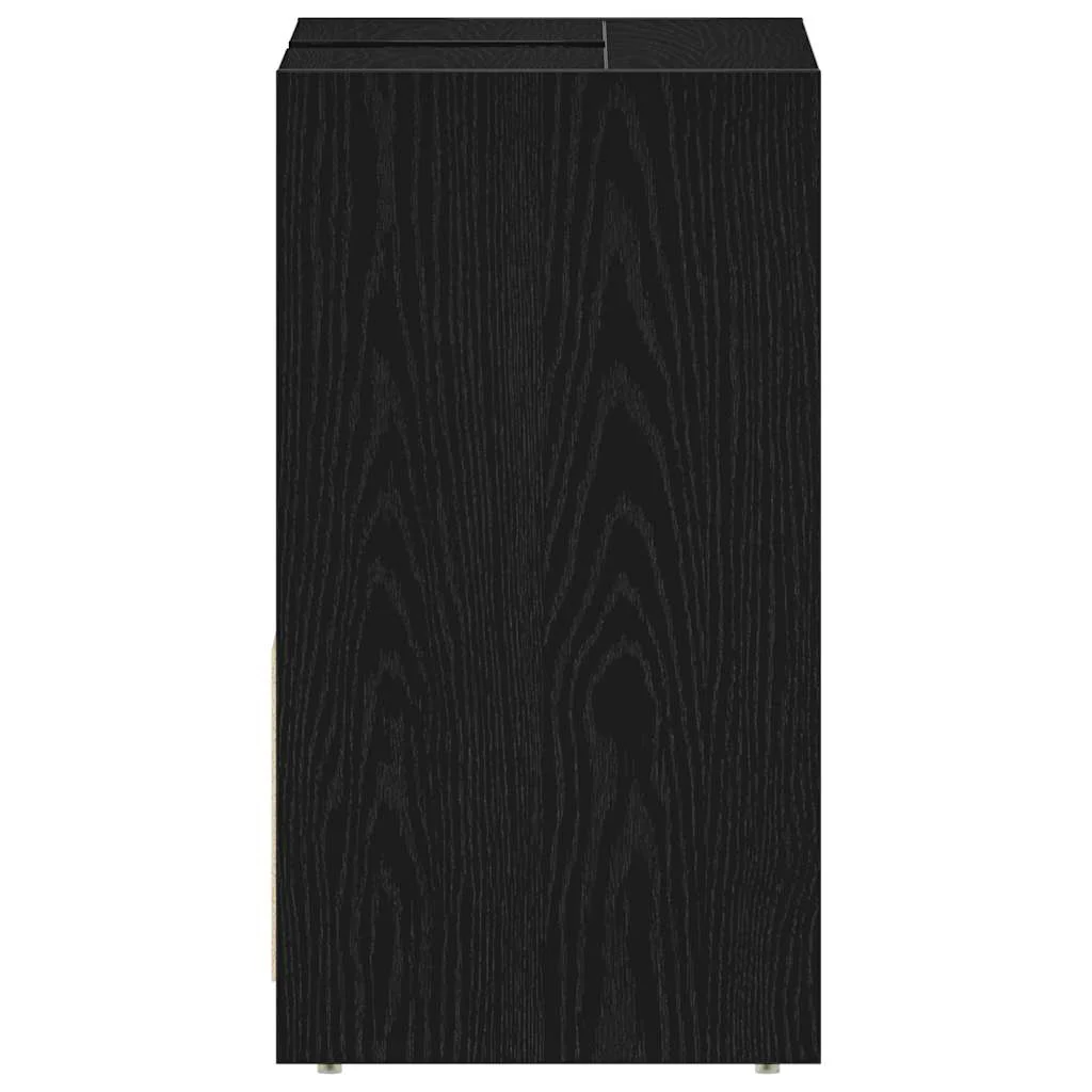 badeværelsesskab 60x33x60 cm konstrueret træ sort egetræ - Image 7