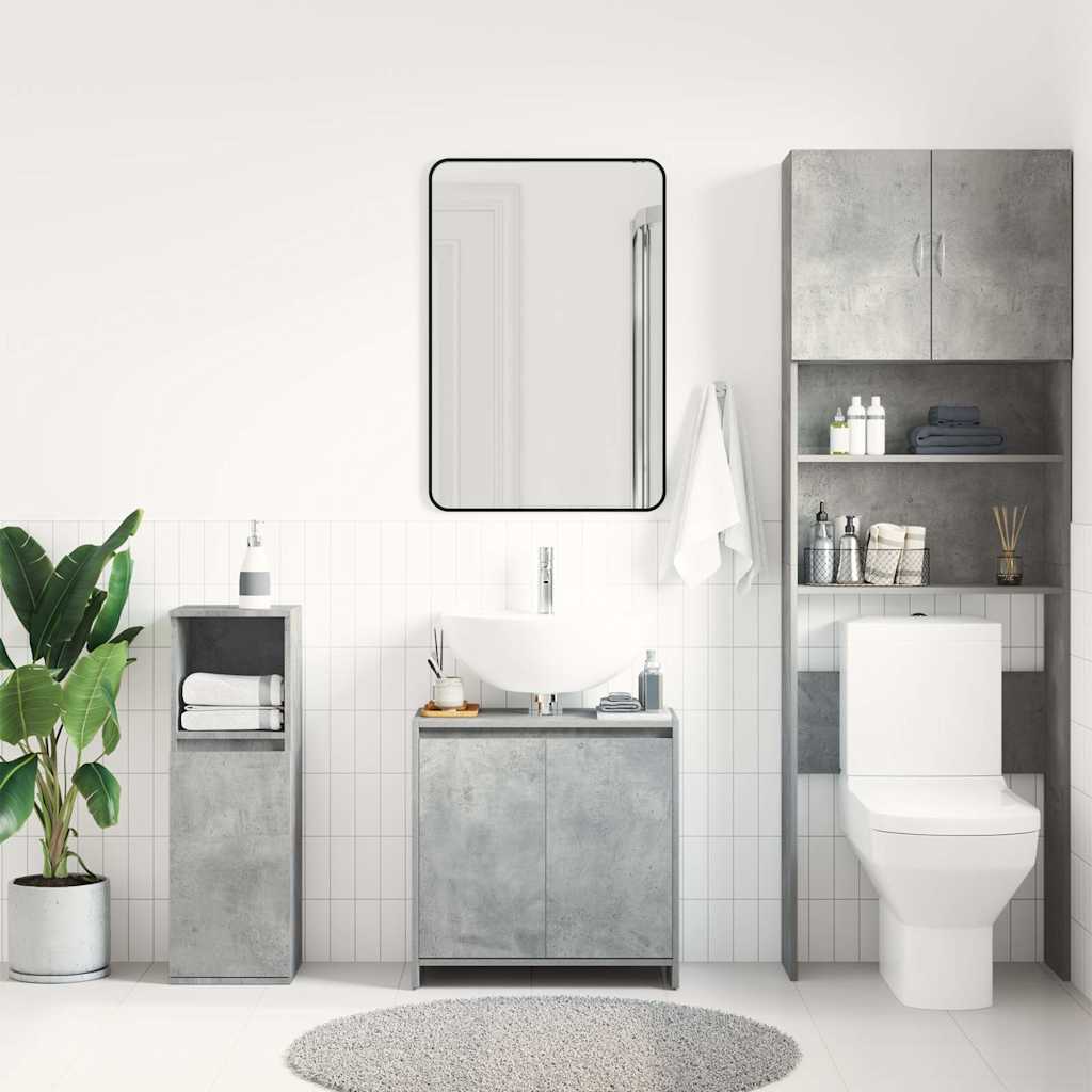 badeværelsesskab 60x33x61 cm konstrueret træ betongrå - Image 3