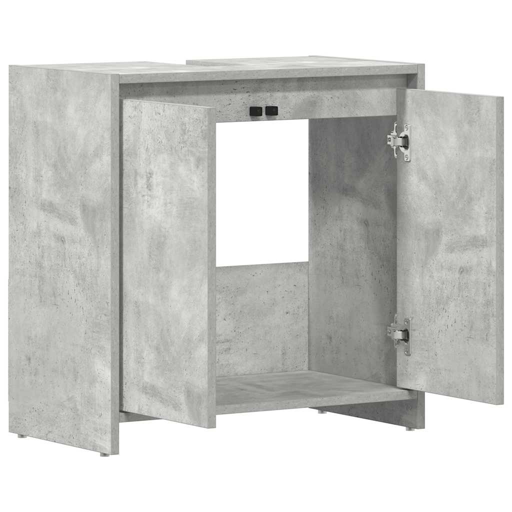 badeværelsesskab 60x33x61 cm konstrueret træ betongrå - Image 5