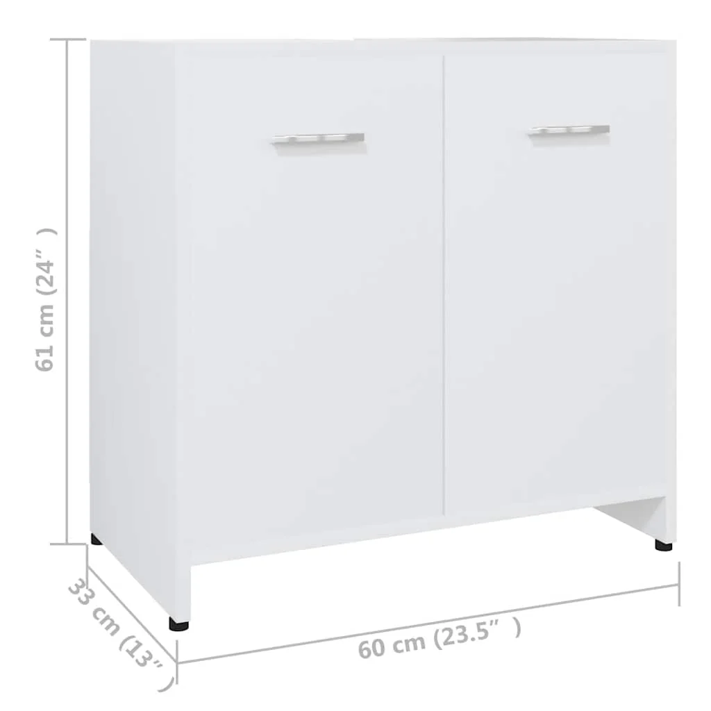 badeværelsesskab 60x33x61 cm konstrueret træ hvid - Image 9