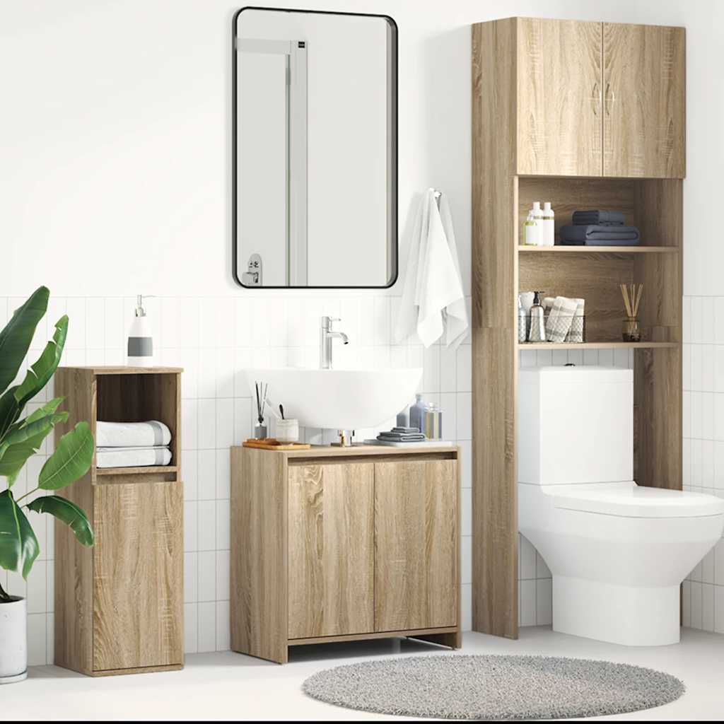 badeværelsesskab 60x33x61 cm konstrueret træ sonoma-eg