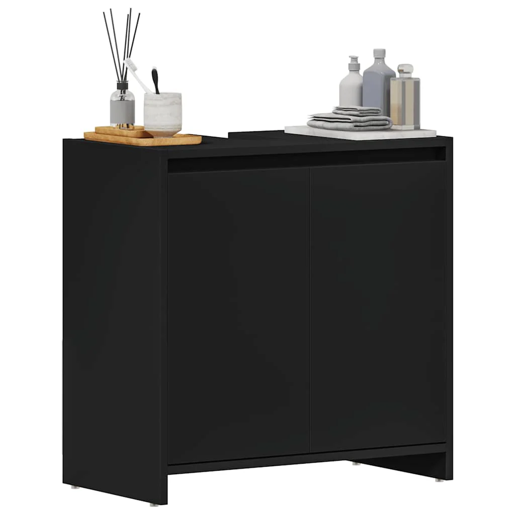badeværelsesskab 60x33x61 cm konstrueret træ sort - Image 4