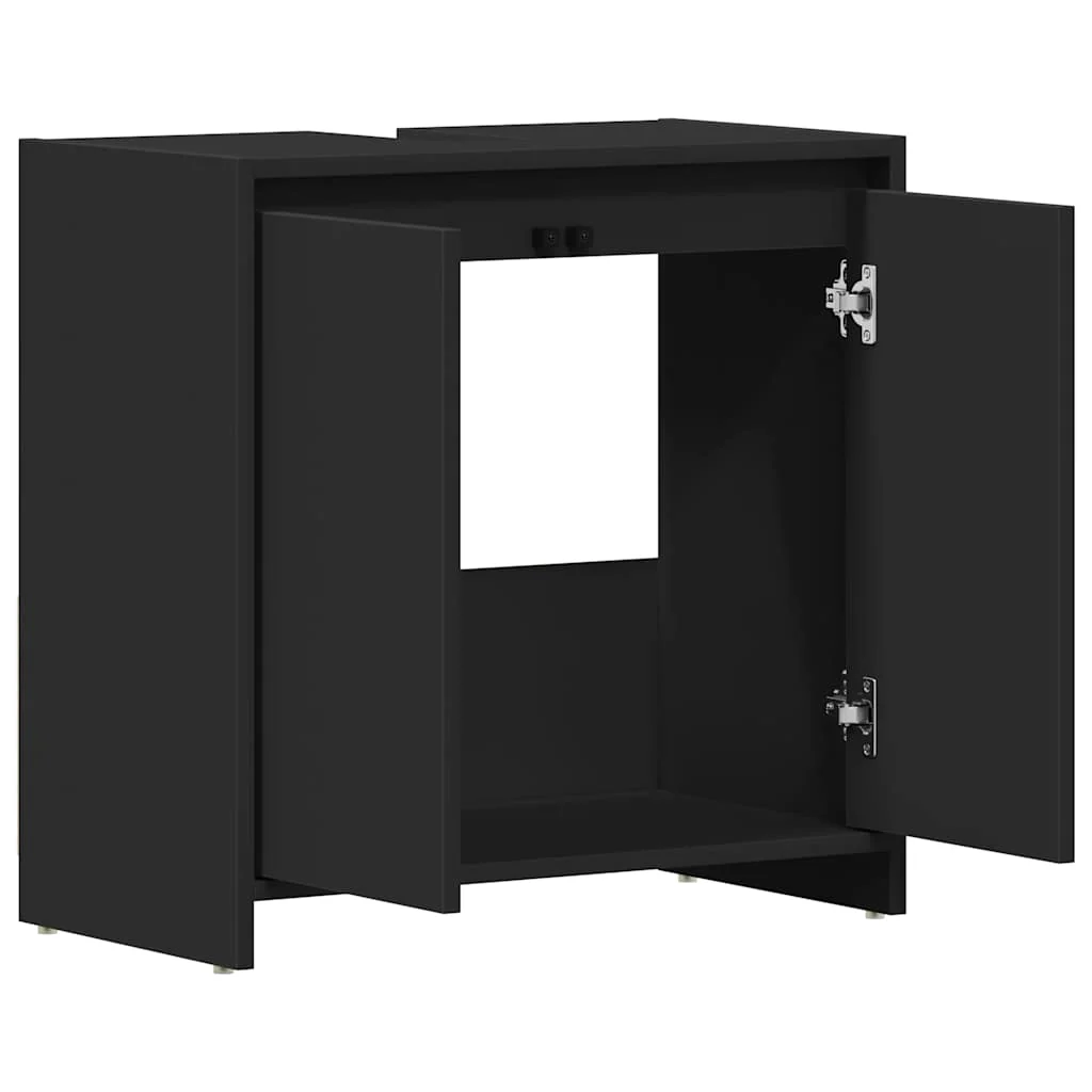 badeværelsesskab 60x33x61 cm konstrueret træ sort - Image 5