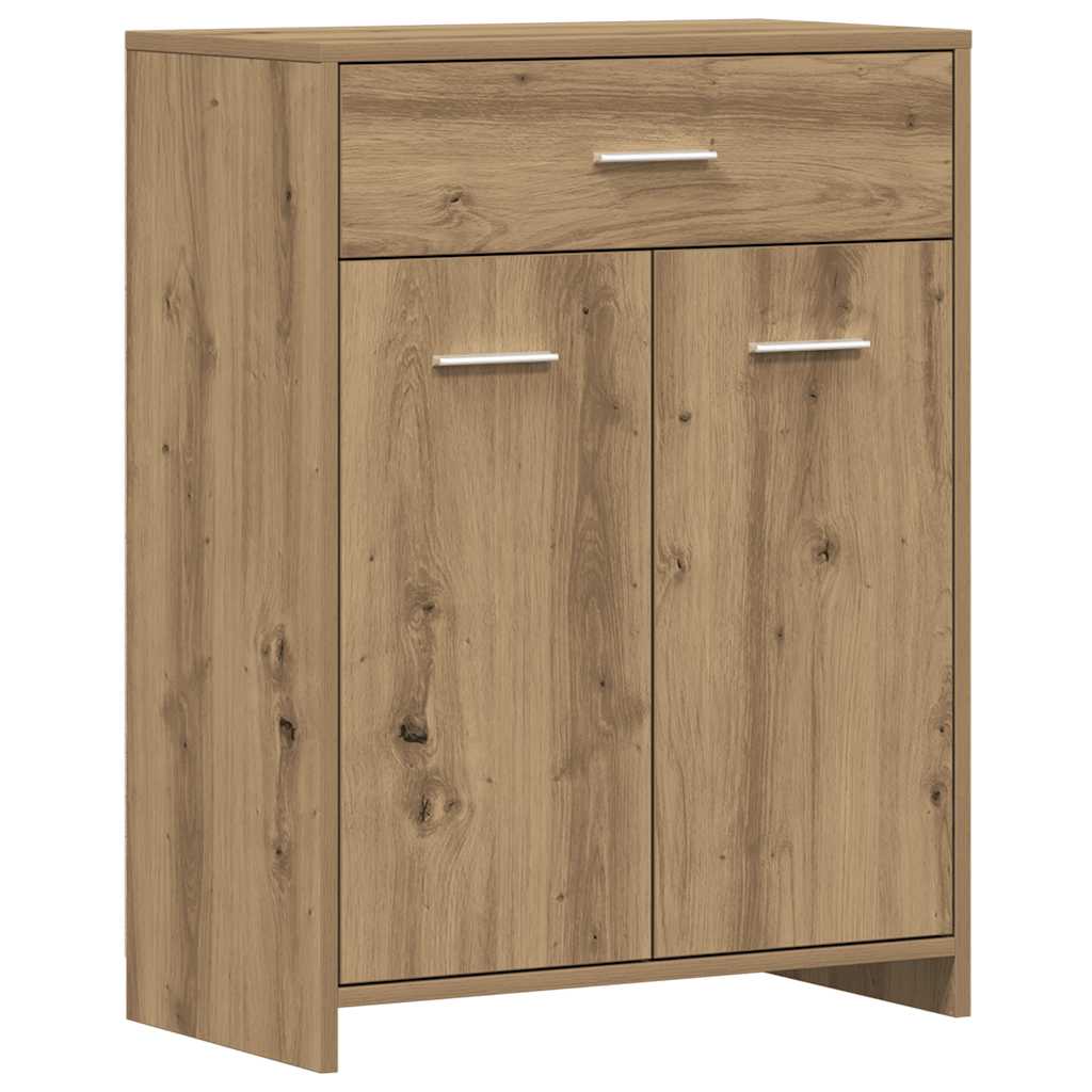 badeværelsesskab 60x33x80 cm konstrueret træ kunsteg - Image 2