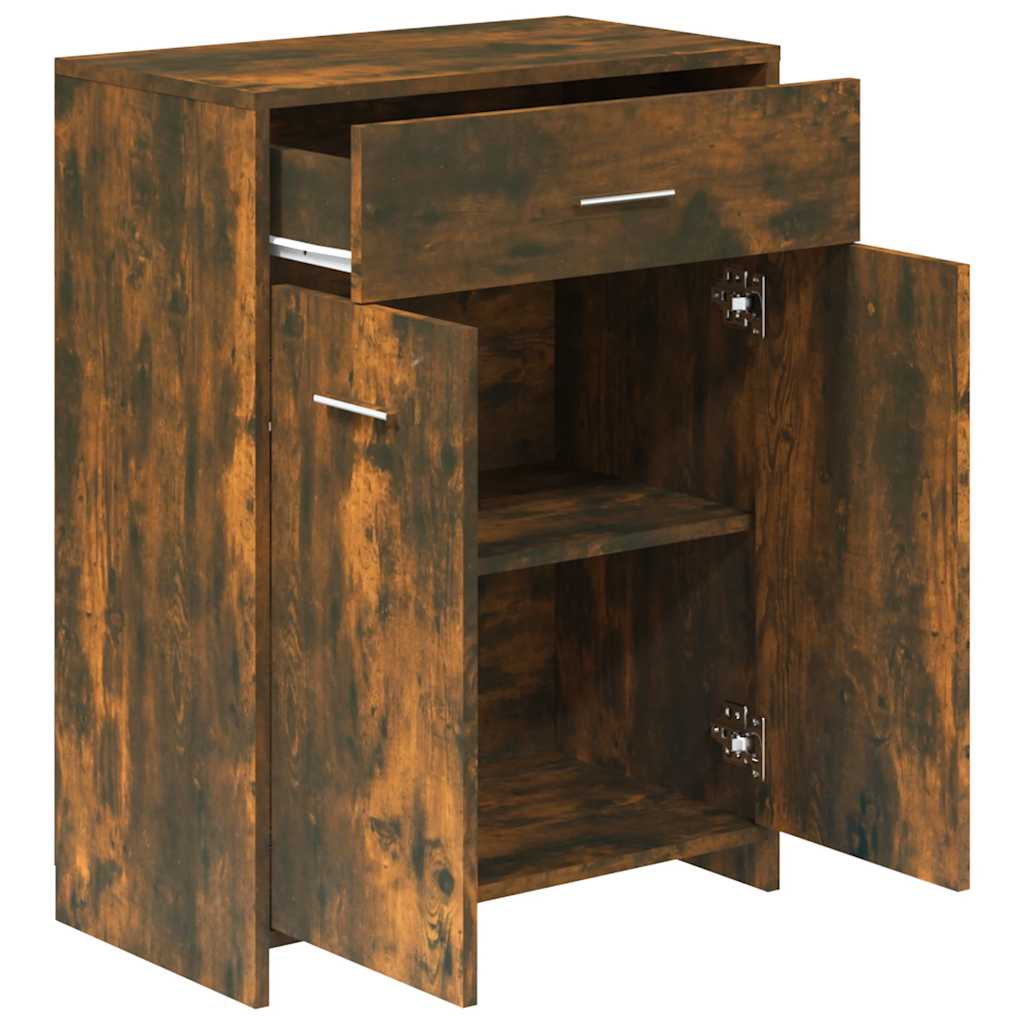 badeværelsesskab 60x33x80 cm konstrueret træ røget egetræ - Image 6