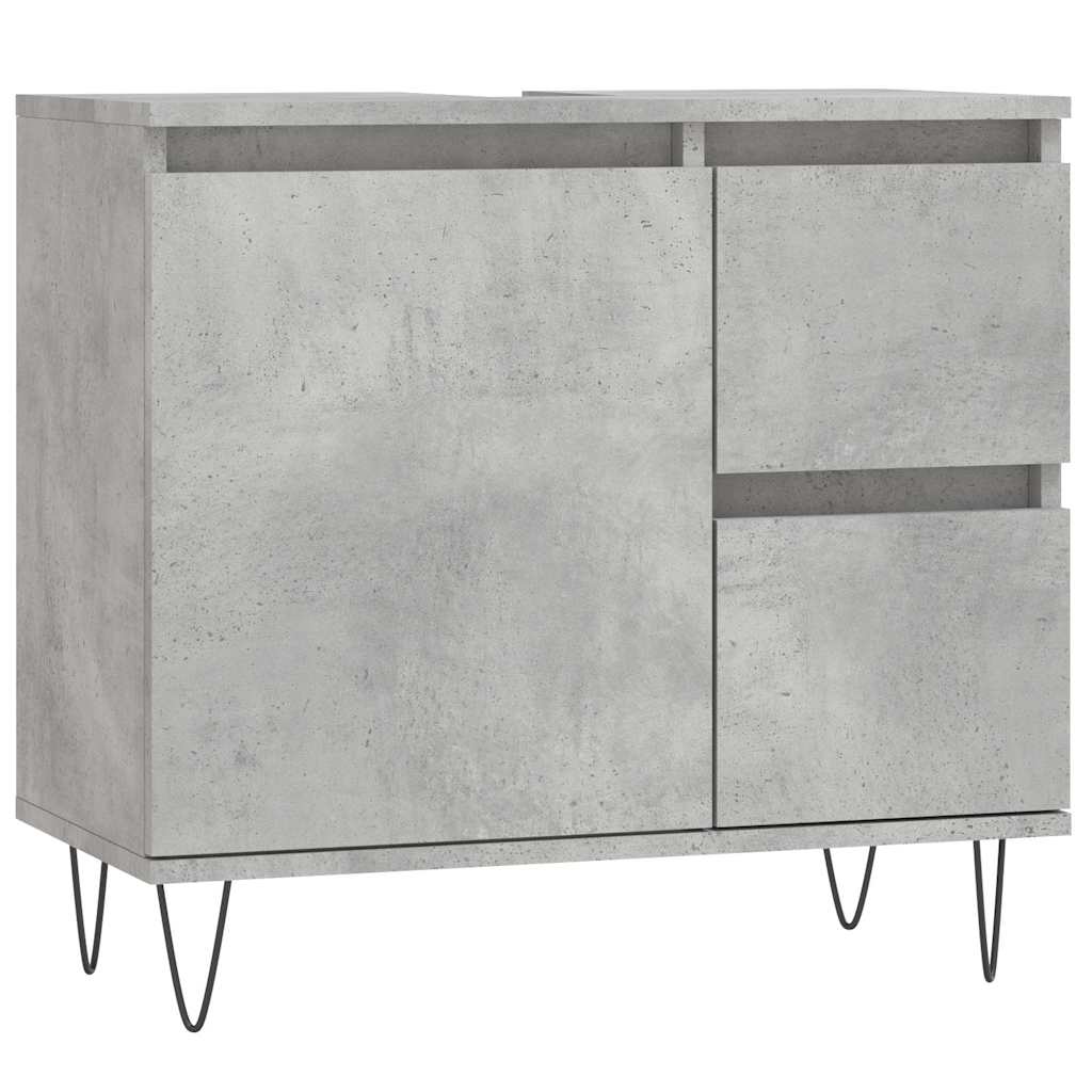 badeværelsesskab 65x33x60 cm konstrueret træ betongrå - Image 2