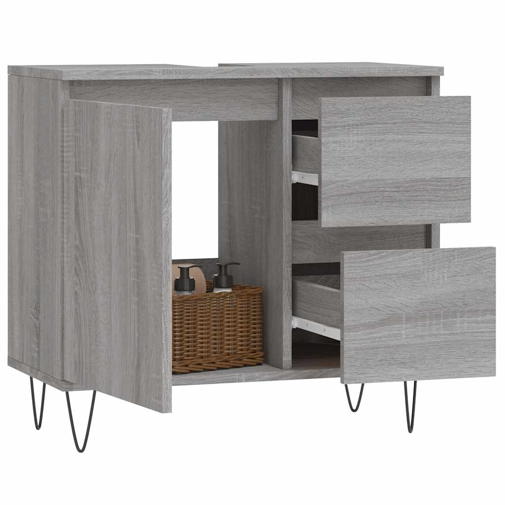 badeværelsesskab 65x33x60 cm konstrueret træ grå sonoma-eg - Image 3