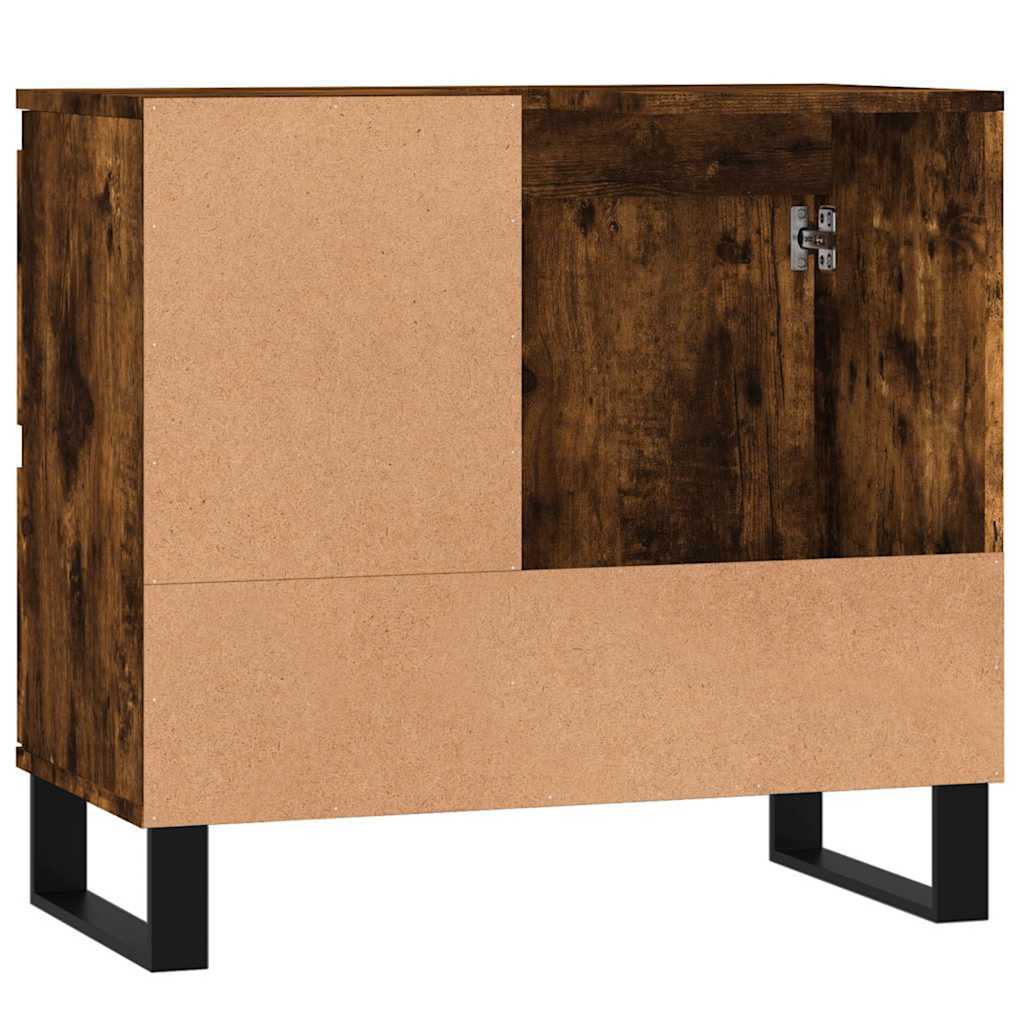 badeværelsesskab 65x33x60 cm konstrueret træ røget egetræ - Image 7