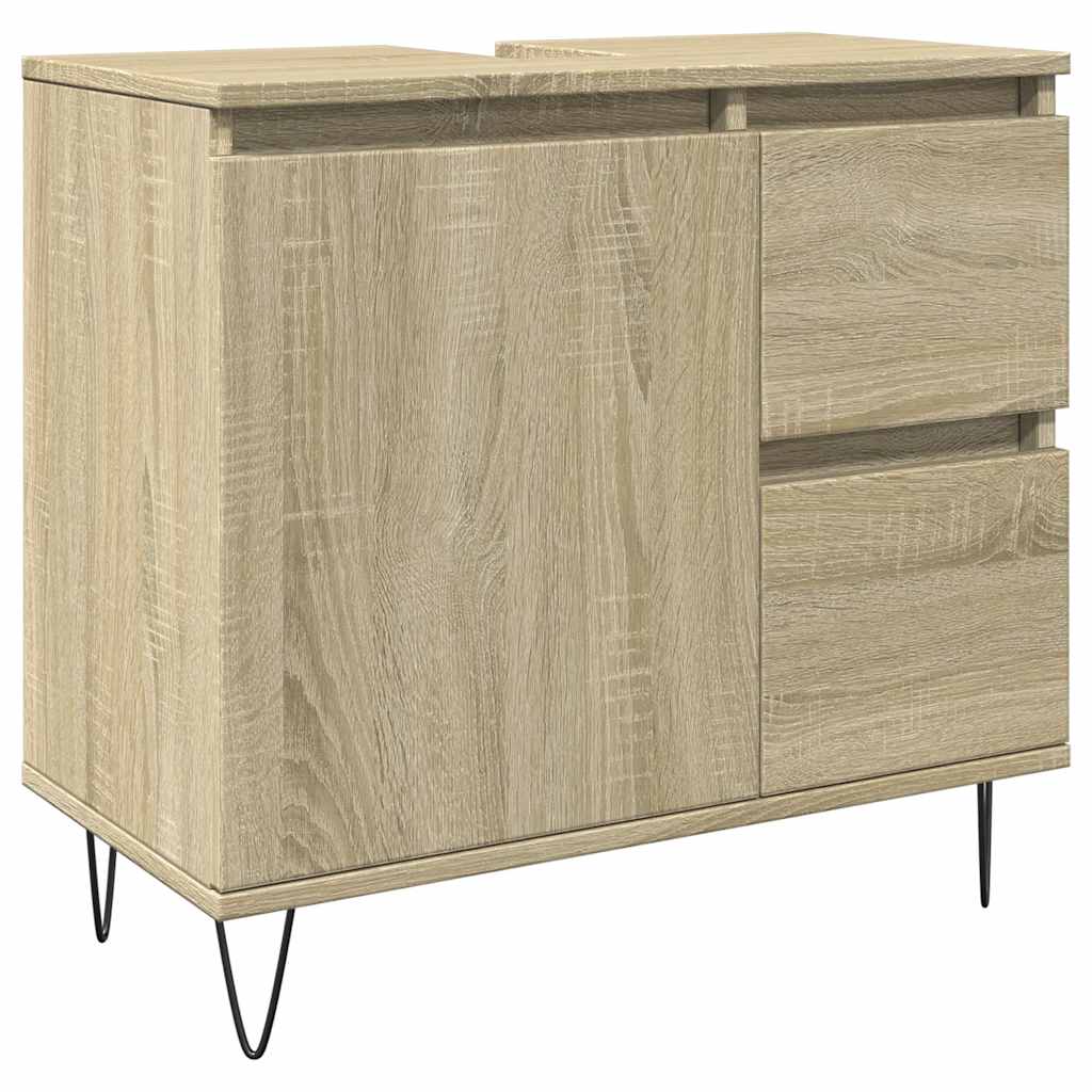 badeværelsesskab 65x33x60 cm konstrueret træ sonoma-eg - Image 2