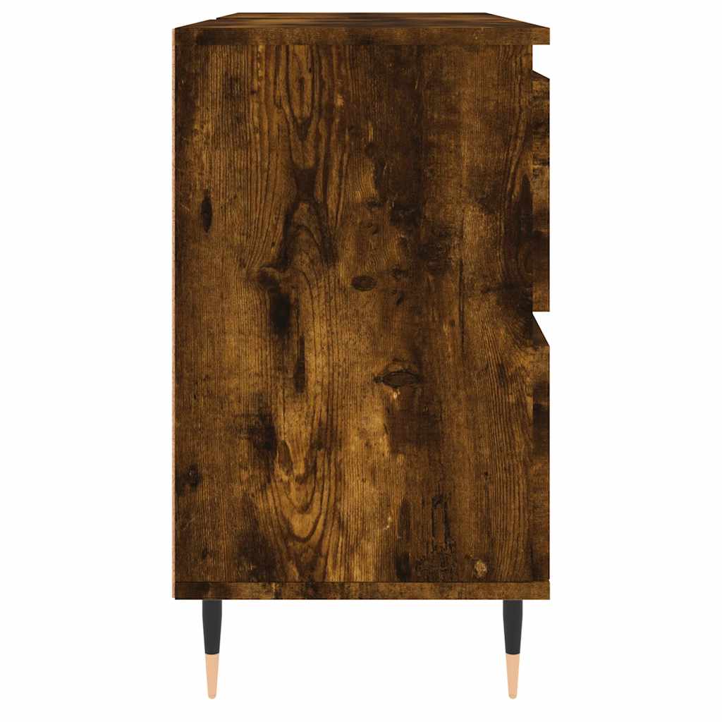 badeværelsesskab 80x33x60 cm konstrueret træ røget egetræsfarve - Image 6