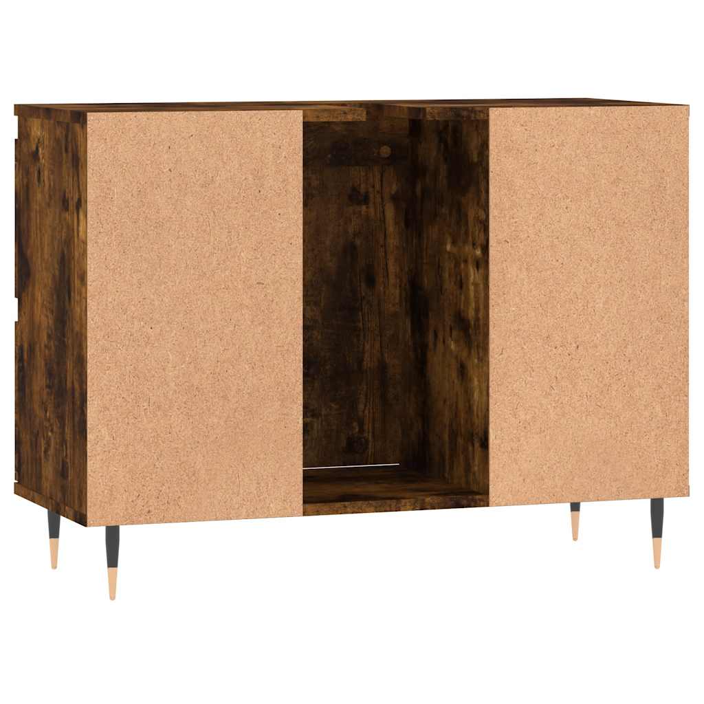 badeværelsesskab 80x33x60 cm konstrueret træ røget egetræsfarve - Image 7