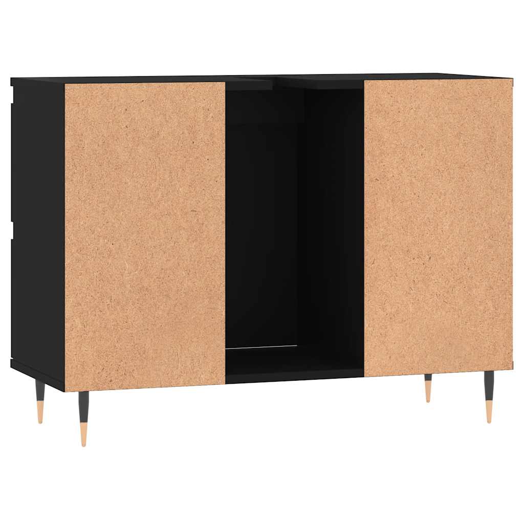badeværelsesskab 80x33x60 cm konstrueret træ sort - Image 7