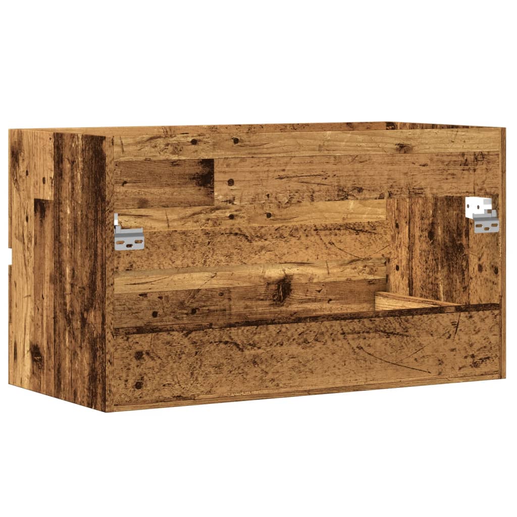 badeværelsesskab 80x38,5x45 cm væghængt konstrueret træ - Image 6