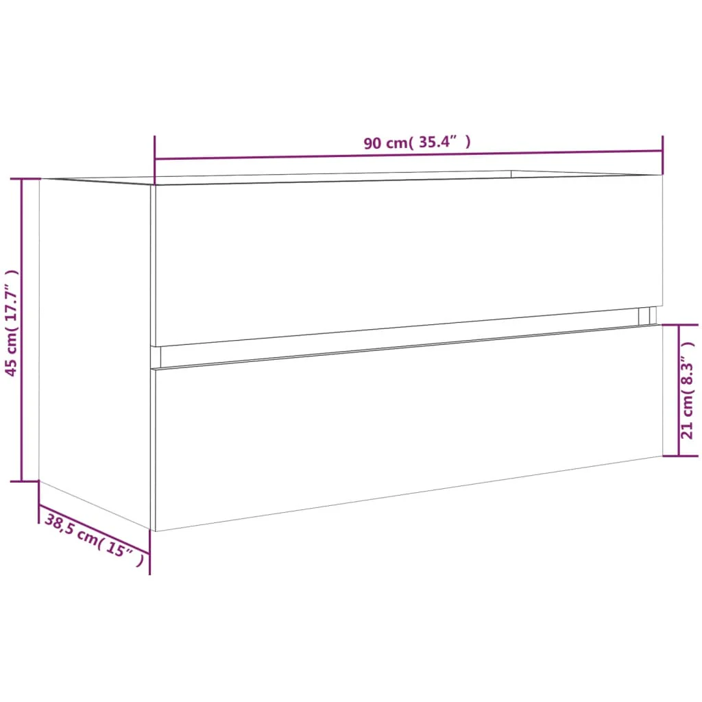 badeværelsesskab 90x38,5x45 cm konstrueret træ røget egetræ - Image 8