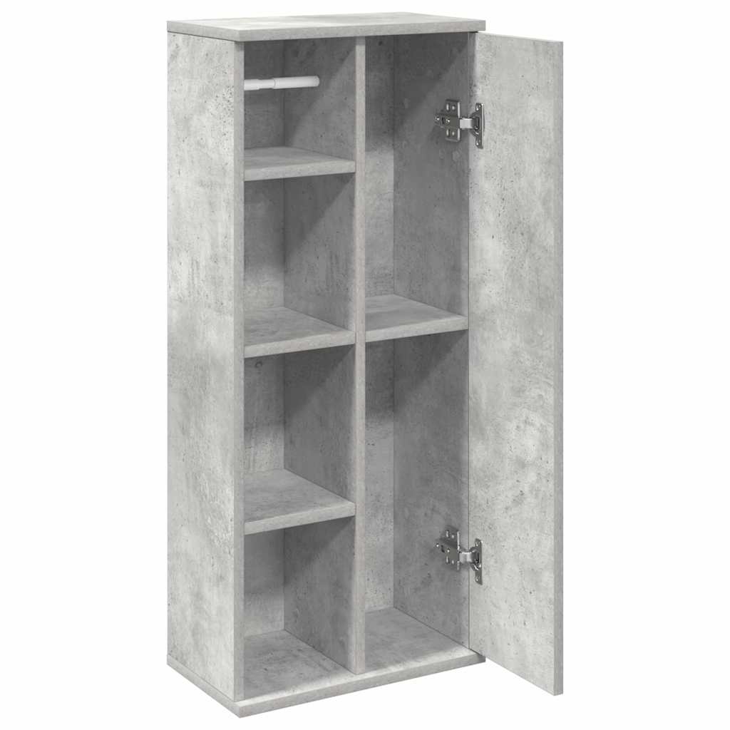 badeværelsesskab med rulleholder 39x22x90 cm betongrå - Image 5