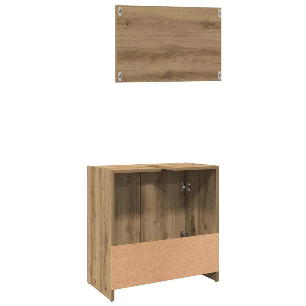 badeværelsesskab med spejl 58x33x60 cm konstrueret træ kunsteg - Image 7
