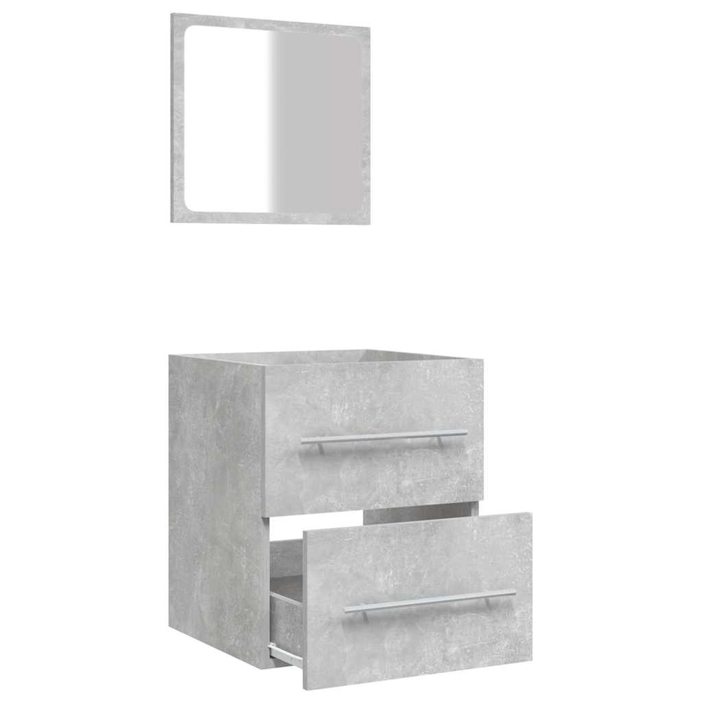 badeværelsesskab + spejl 41x38,5x48 cm konstrueret træ betongrå - Image 6