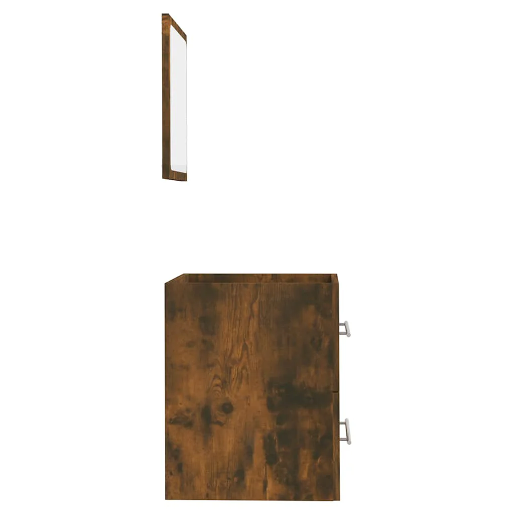 badeværelsesskab + spejl 41x38,5x48 cm konstrueret træ røget eg - Image 7