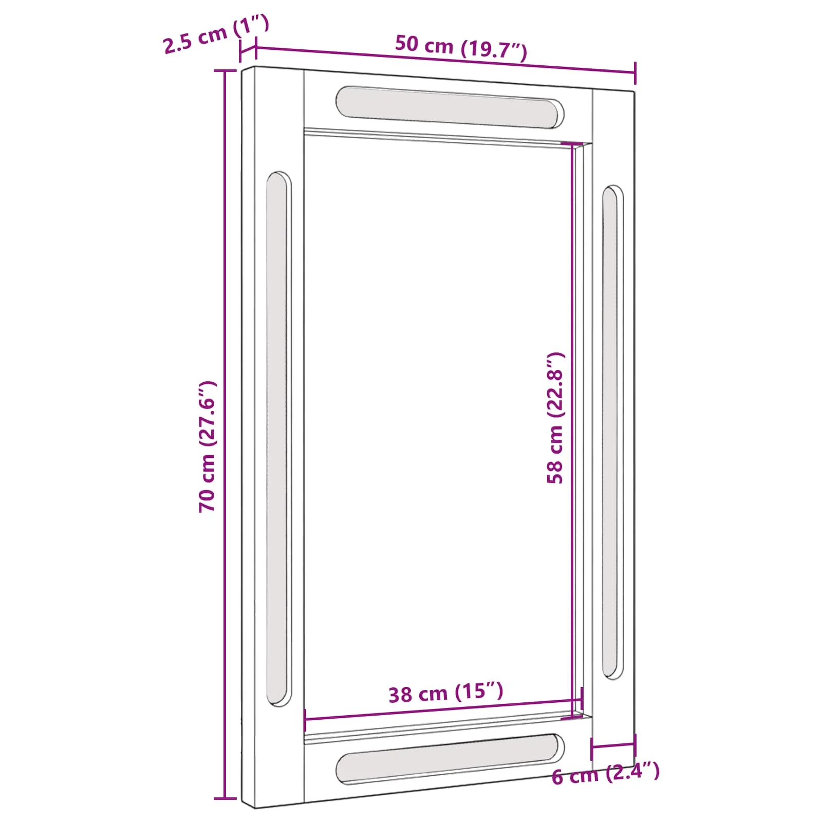 Badeværelsesspejl Brun 50 x 2,5 x 70 cm Massivt mangotræ - Image 10